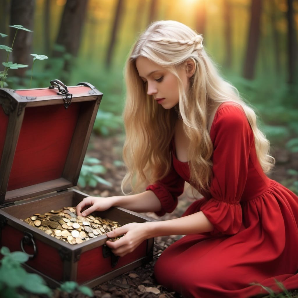 blonde girl finding treasure representing passion and purpose
