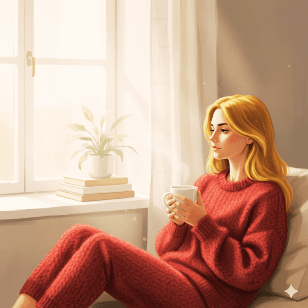 A quiet, reflective moment symbolizing befriending myself through self-compassion, inner calm, and emotional presence.